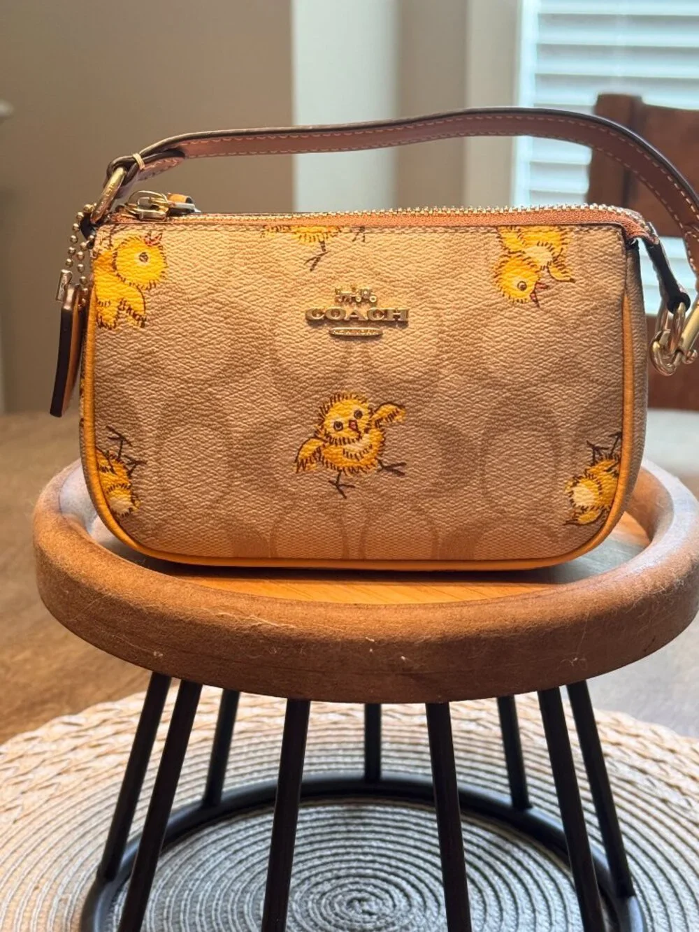 Coach Nolita Signature Canvas Wristlet Chick Print CC419